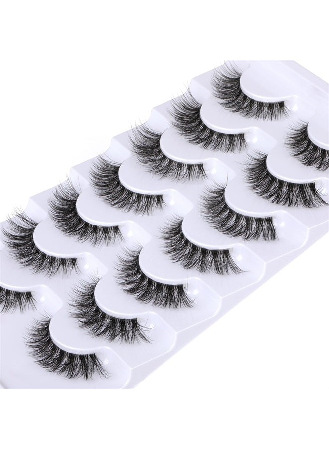 JIMIRE Lashes with Clear Band Demi-Wispies Fluffy Faux Mink Eyelashes Wispy Cat-Eye False Eyelashes Natural Look 7 Pairs Pack - Image 2