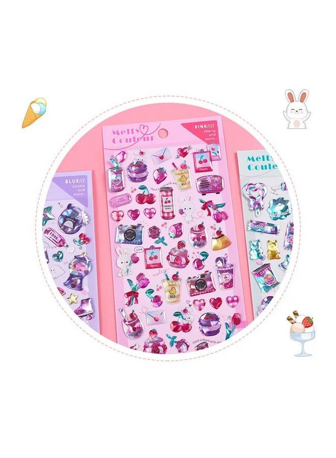 تيمسون مجموعة ملصقات كاواي من تيمسون - ملصقات ثلاثية الأبعاد للبنات، ملصقات جمالية، ملصقات حرفية، ملصقات ذاتية اللصق، مجموعة ملصقات غطاء خلفي للهاتف المحمول للبنات (SL-AKE) (عبوة من 6 قطع، تصميم عشوائي) - Image 5