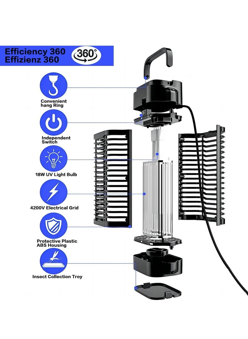 JOGAMS Bug Zapper, Maproti 240V Insect Pest Fly Killer, Electric Mosquito Zapper for Indoor and Outdoor 18W, Waterproof Mosquito Killer for Flying Insect Control Lamp, Outdoor Indoor Mosquito Killer Lamp - Image 4