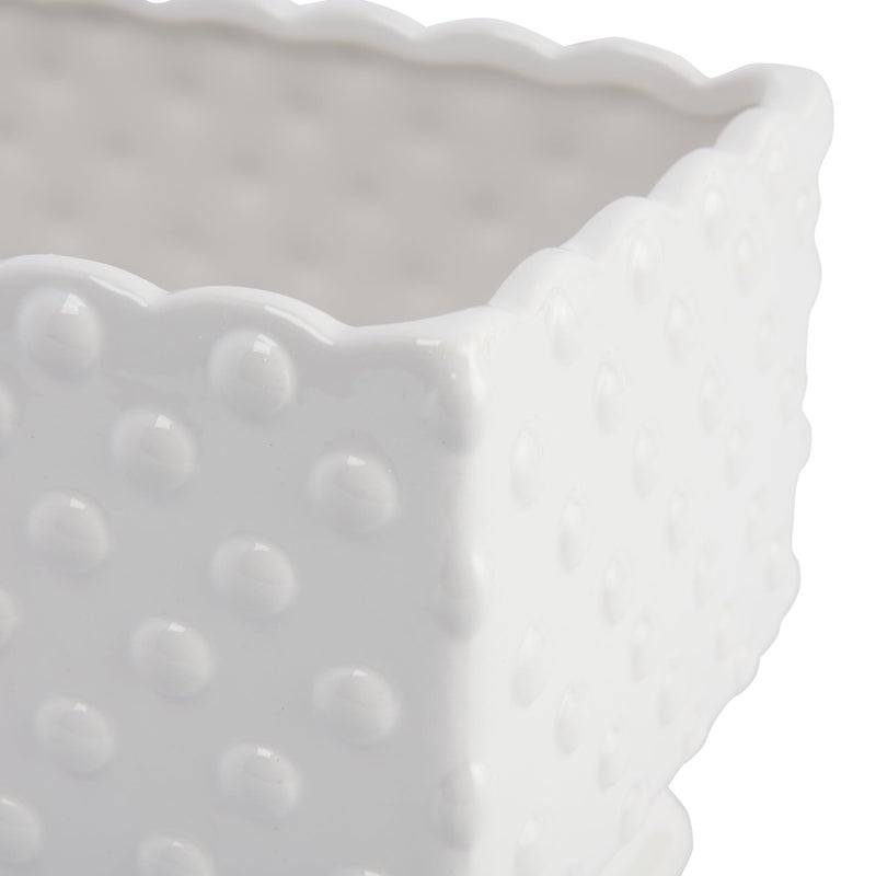 كرييتف كو-أوب Creative Co-Op White Hobnail مستطيل سيراميك زارع - Image 4