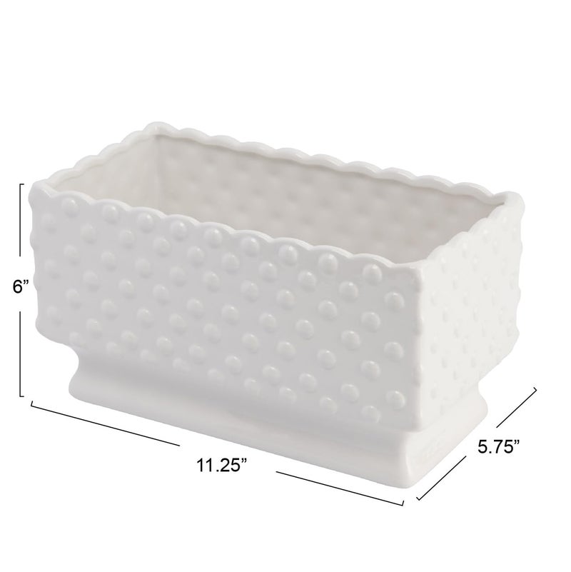 كرييتف كو-أوب Creative Co-Op White Hobnail مستطيل سيراميك زارع - Image 3