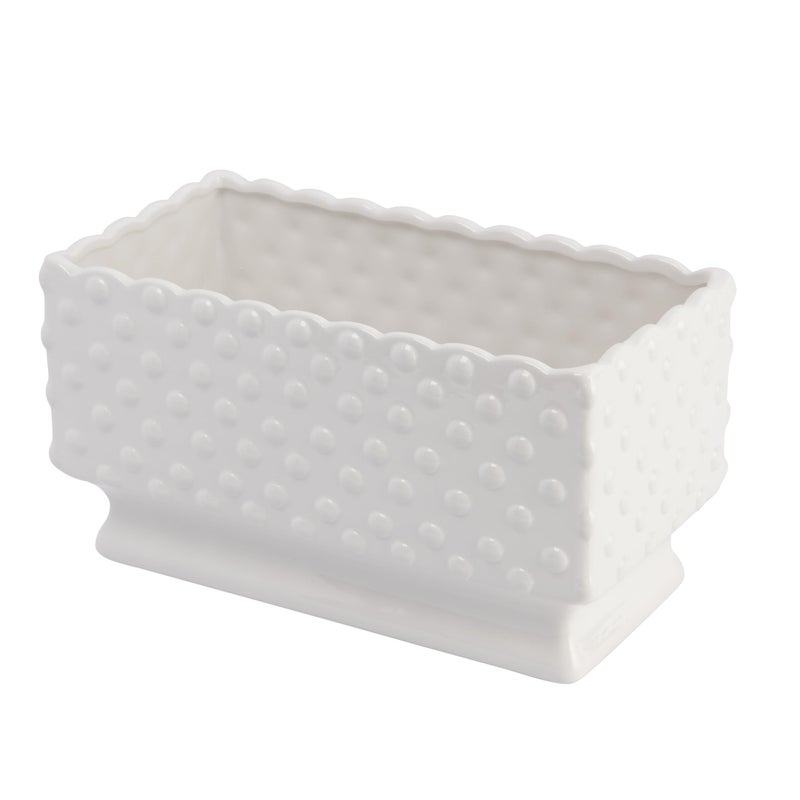 كرييتف كو-أوب Creative Co-Op White Hobnail مستطيل سيراميك زارع - Image 5