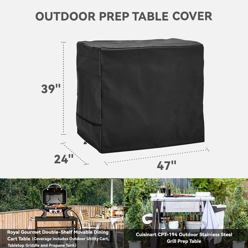 Wnanan Outdoor Dining Cart Cover - Heavy Duty Waterproof Cover for Royal Gourmet Cart, Flattop Worktable, Propane Tank - Black, Polyester - Image 2