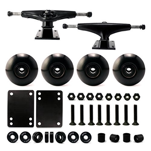 VJ 5.0 Skateboard Trucks (Black), Skateboard Wheels 52mm, Skateboard Bearings, Skateboard Pads, Skateboard Hardware 1" (52mm Black) - Image 1