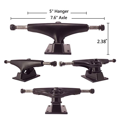 VJ 5.0 Skateboard Trucks (Black), Skateboard Wheels 52mm, Skateboard Bearings, Skateboard Pads, Skateboard Hardware 1" (52mm Black) - Image 3