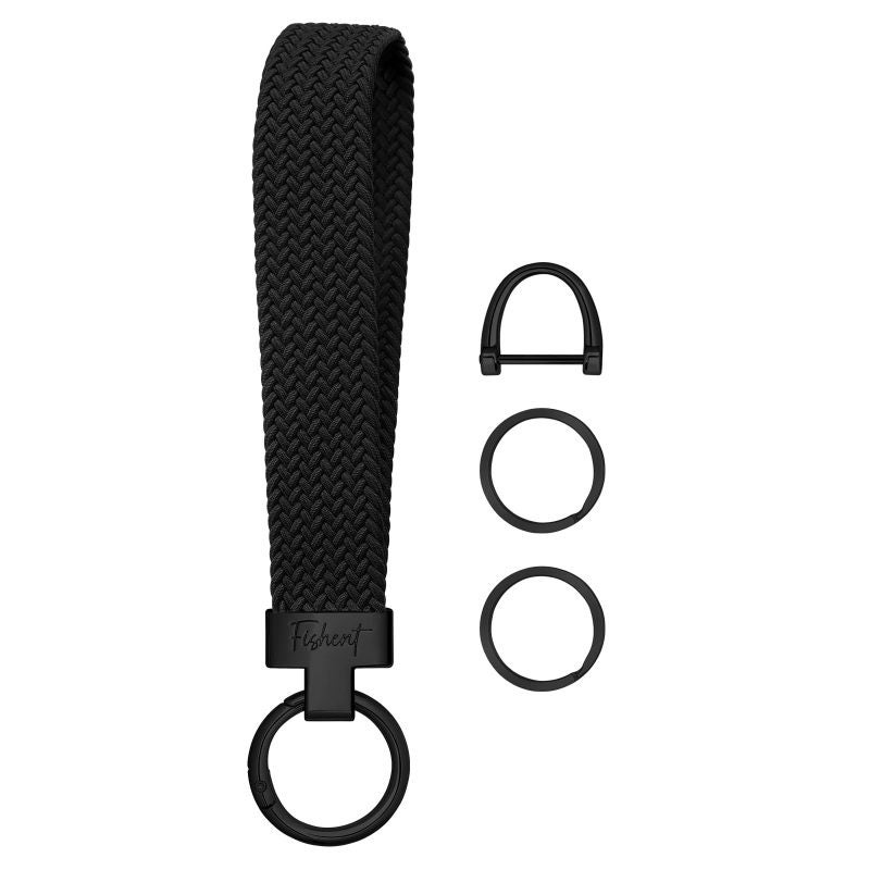 Elastic Wristlet Keychain Black Fabric Key Wrist Strap - Car Key Strap Wrist Key Holder for Keys - Image 1