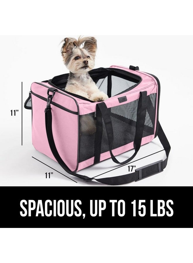 Gorilla Grip GORILLA GRIP Cat Carrier Travel Bag Up to 15 Lbs, Soft Collapsible Dog Carriers, Kennel for Small Animals, Top and Side Entry Breathable Mesh, Grip Feet Underside, Cozy Washable Waterproof Pad, Pink - Image 2