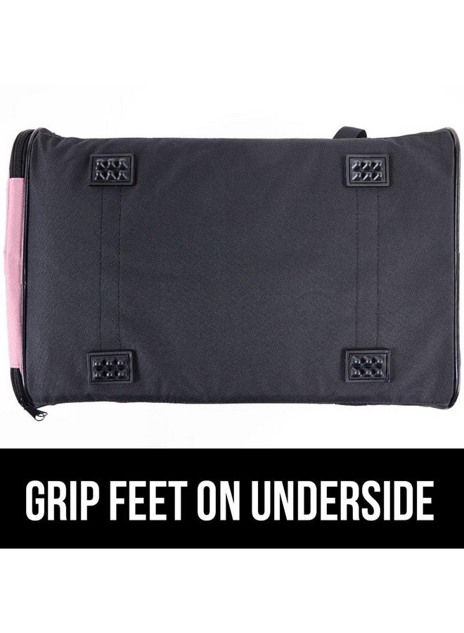 Gorilla Grip GORILLA GRIP Cat Carrier Travel Bag Up to 15 Lbs, Soft Collapsible Dog Carriers, Kennel for Small Animals, Top and Side Entry Breathable Mesh, Grip Feet Underside, Cozy Washable Waterproof Pad, Pink - Image 4