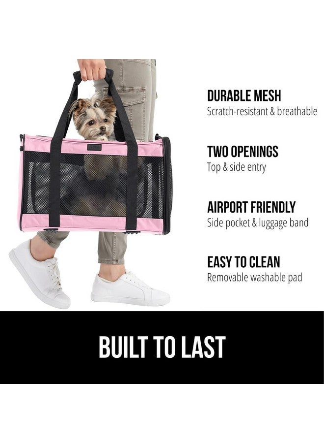 Gorilla Grip GORILLA GRIP Cat Carrier Travel Bag Up to 15 Lbs, Soft Collapsible Dog Carriers, Kennel for Small Animals, Top and Side Entry Breathable Mesh, Grip Feet Underside, Cozy Washable Waterproof Pad, Pink - Image 1
