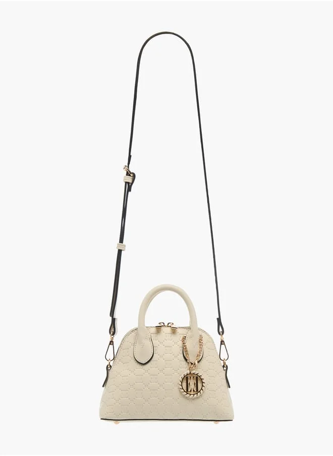 ايل Womens Monogram Embossed Mini Crossbody Bag With Zip Closure And Double Handle