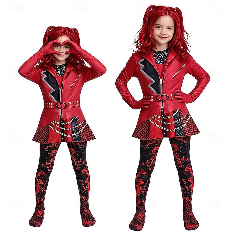 Y&D Halloween Costume Red Heart Princess Fantasy Villain Heir Descendants Wicked Wonderland Cosplay Mum and Daughter Kid's Adults' Women's Halloween Carnival Party Performance Stage Easy Halloween - Image 3