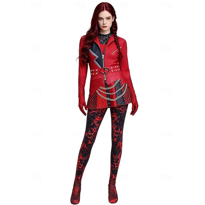 Y&D Halloween Costume Red Heart Princess Fantasy Villain Heir Descendants Wicked Wonderland Cosplay Mum and Daughter Kid's Adults' Women's Halloween Carnival Party Performance Stage Easy Halloween - Image 4