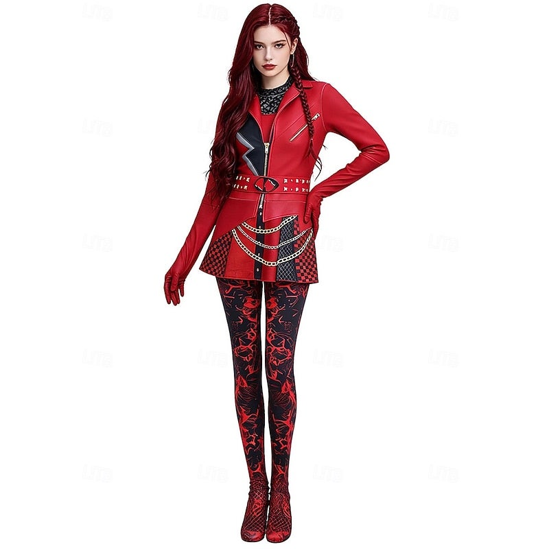 Y&D Halloween Costume Red Heart Princess Fantasy Villain Heir Descendants Wicked Wonderland Cosplay Mum and Daughter Kid's Adults' Women's Halloween Carnival Party Performance Stage Easy Halloween - Image 5