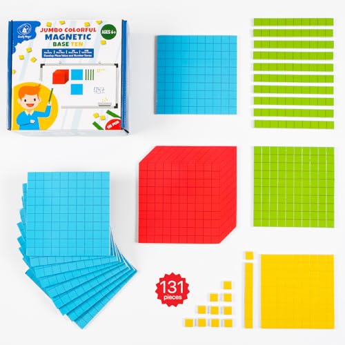 Simply magic 131 PCS Jumbo Magnetic Base Ten Blocks for Math Place Value Blocks Magnetic Base 10 Blocks Set for Teachers Math Blocks for Counting Counting Blocks Magnetic Math Manipulatives K3 - Image 1