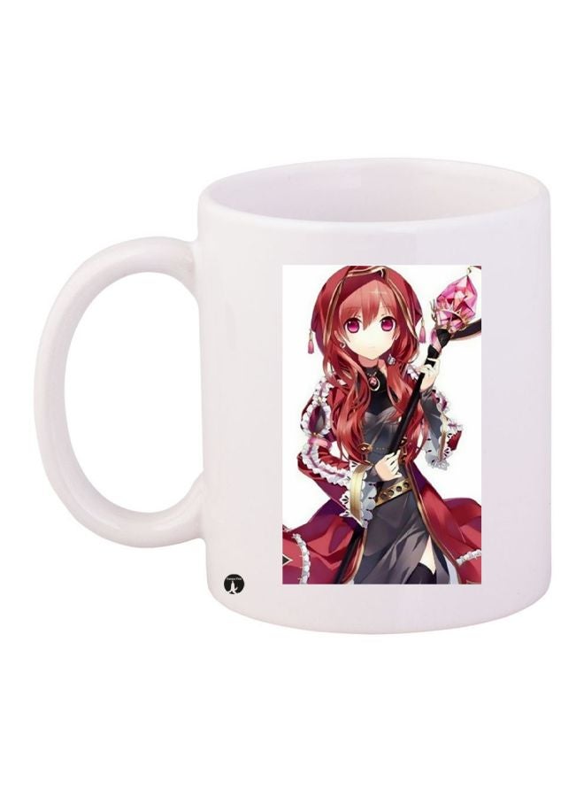 RYN Anime Printed Coffee Mug White/Black/Pink 11ounce