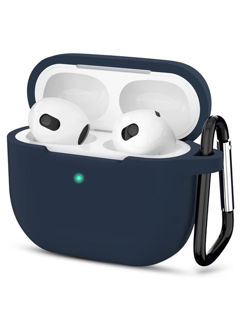 Silicone Case for Airpods 3, Waterproof Shockproof Case with Carabiner Accessories and Wireless Charging Support, blue