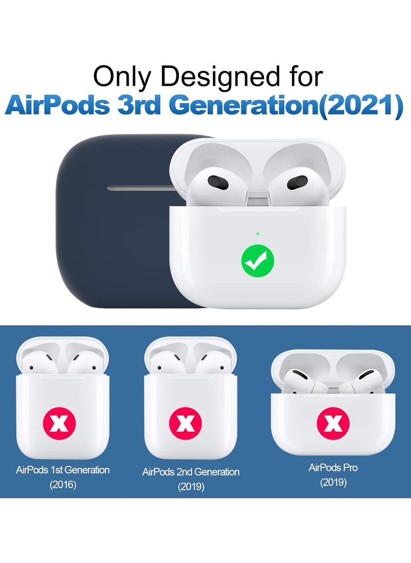 Silicone Case for Airpods 3, Waterproof Shockproof Case with Carabiner Accessories and Wireless Charging Support, blue