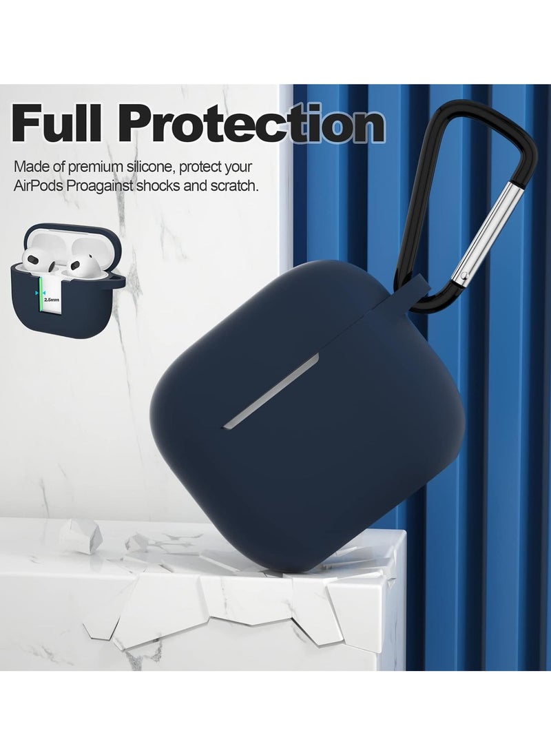 Silicone Case for Airpods 3, Waterproof Shockproof Case with Carabiner Accessories and Wireless Charging Support, blue