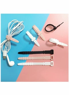 Generic Cable Ties, Silicone Zip Ties, Reusable Zip Ties, Rubber Cable Ties Straps, for Wire Management, Elastic Cable Organizer, for Home Office Table Desk. 4.5”, 20pcs (White, Black, Pink, Purple, Blue)  - Image 2