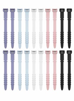 Generic Cable Ties, Silicone Zip Ties, Reusable Zip Ties, Rubber Cable Ties Straps, for Wire Management, Elastic Cable Organizer, for Home Office Table Desk. 4.5”, 20pcs (White, Black, Pink, Purple, Blue)  - Image 4