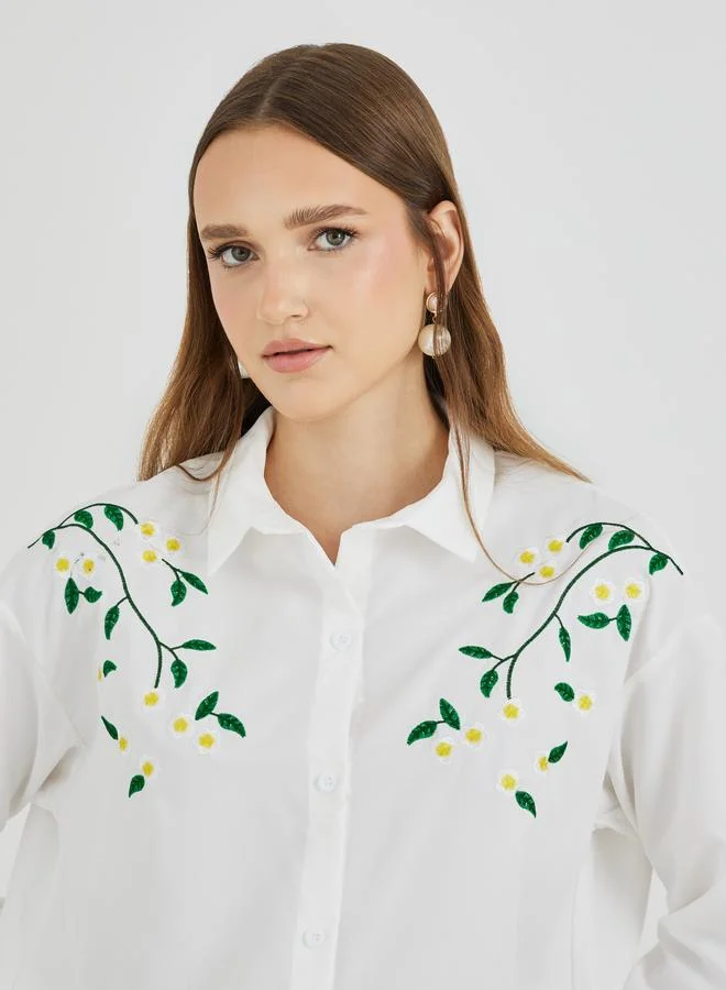 Take Two Take Two Embroidery Detail Oversized Shirt