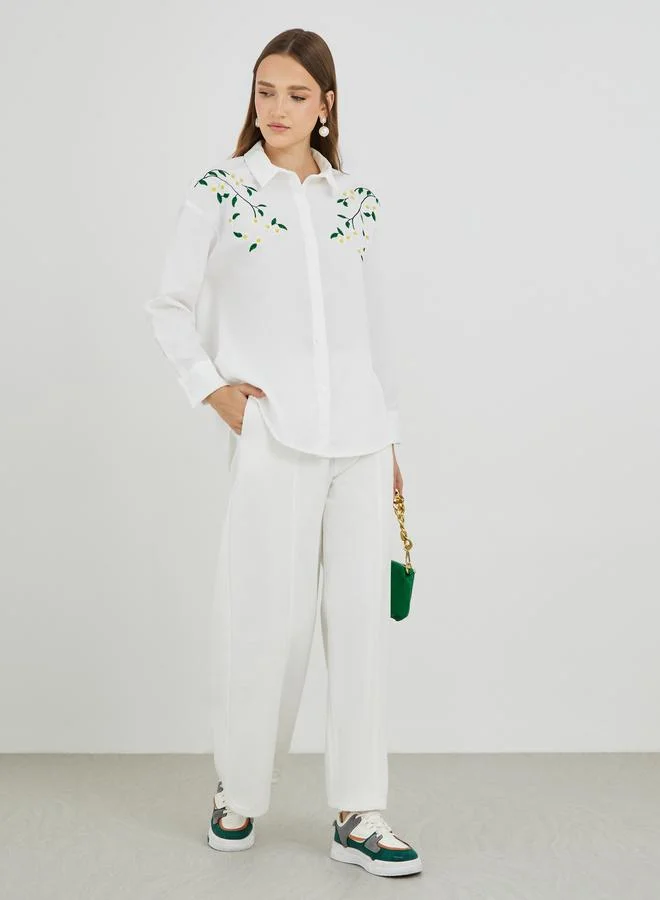 Take Two Take Two Embroidery Detail Oversized Shirt