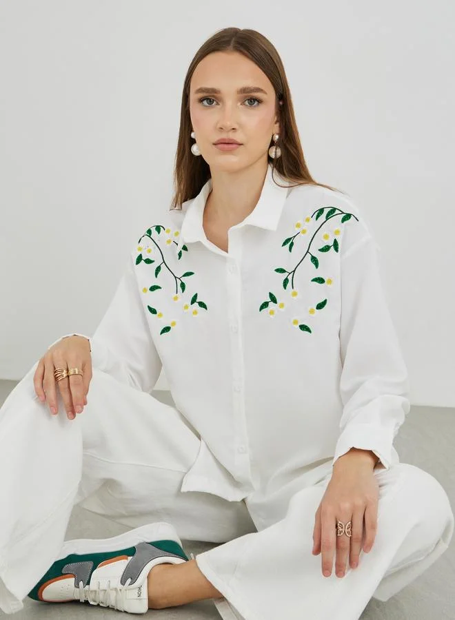 Take Two Take Two Embroidery Detail Oversized Shirt
