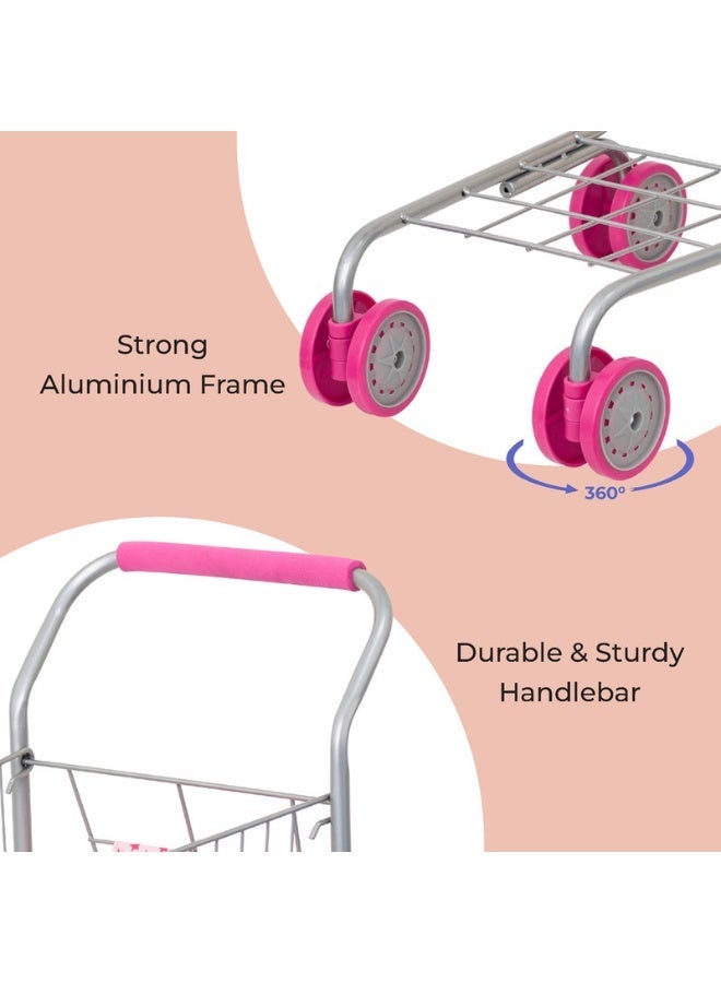 MOON Toy Shopping Trolley-Pretend to play-Pink - 30x38x58 30 x 37 x 58cm - Image 2