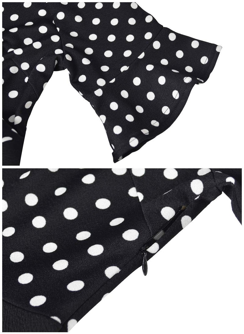 RANPHEE A Line Dresses for Women 2025 Vintage Polka Dot Tea Party Church Business Casual Office Wear to Work Professional Trendy Outfits Curvy Ladies Patchwork Retro Conservative Teacher Interview Frocks S - Image 4