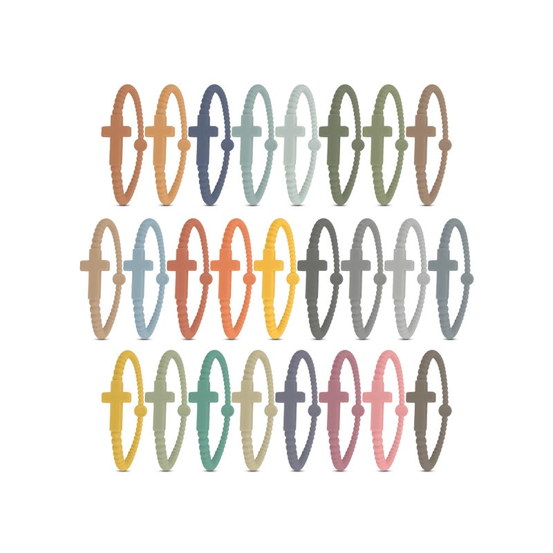 Ryan & Rose Jesus Bracelets - Cross Silicone Bracelet (Landscape (25 Pack), Medium) - Image 3