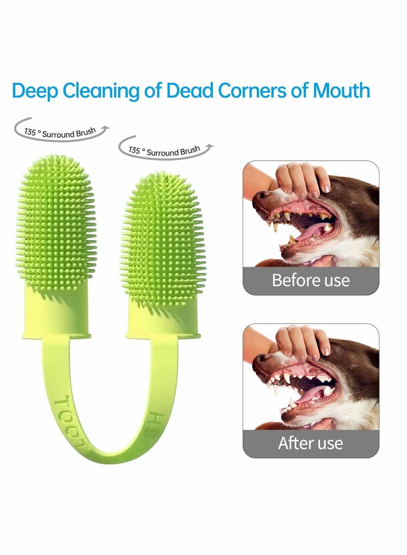 SYOSI Dog Finger Toothbrush Kit, Silicone Pet Toothbrushes, Dog Cat Toothbrush, Full Surround Bristles, Non-Toxic Silicone, Easy to Clean, Double-Finger, for Puppies, Cats and Small Pets - Image 2