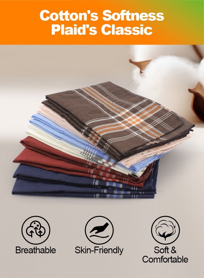 HOME-MART Men's Handkerchiefs, 12 Pack Gents Hankies Large Classic Hankies Bulk Set, Mens Premium Handkerchiefs Polyester Cotton Pocket Square Hanks for Men Women - Image 5