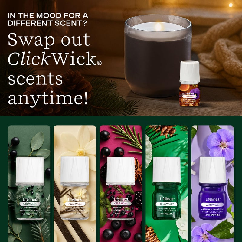Lifelines ClickWick Essential Oil Blends for Lifelines Diffusers, 3-Pack Warm Mahogany Set â€“ Essential Oil Blend Refill for Candle, Plant & Shower Aromatherapy Diffuser â€“ Fragrance for Diffusers - Image 5