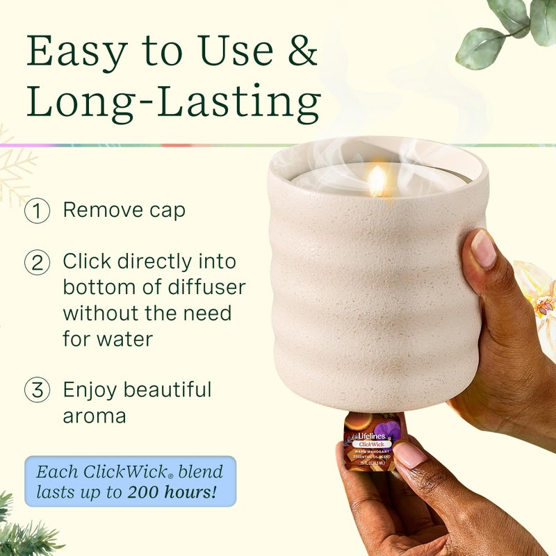 Lifelines ClickWick Essential Oil Blends for Lifelines Diffusers, 3-Pack Warm Mahogany Set â€“ Essential Oil Blend Refill for Candle, Plant & Shower Aromatherapy Diffuser â€“ Fragrance for Diffusers - Image 4