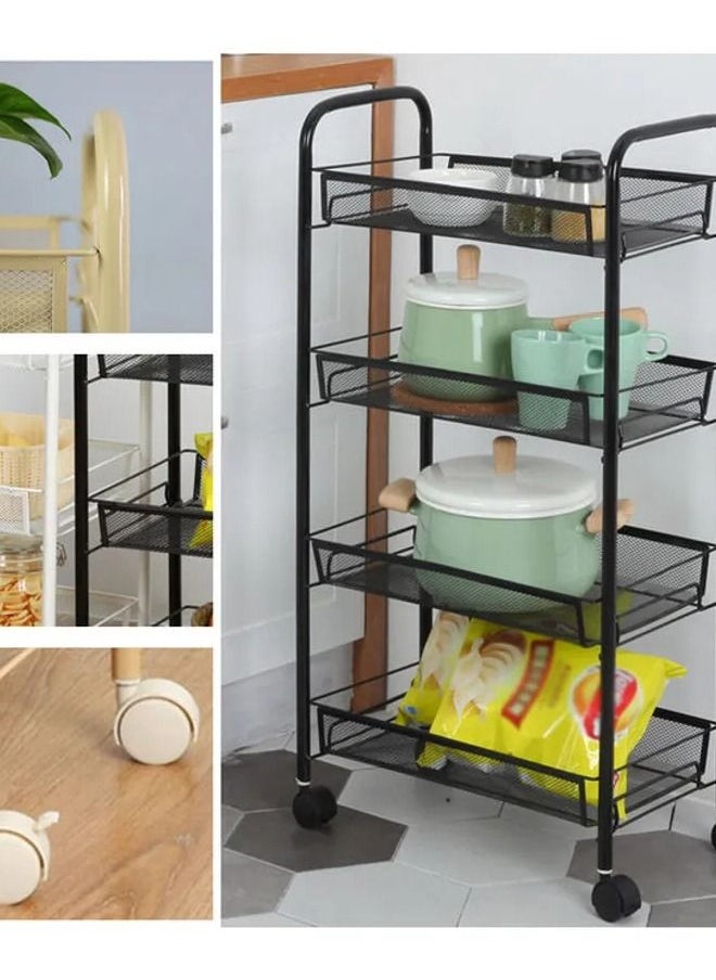 watheer 4-Tier Mesh Wire Rolling Cart  - Image 3