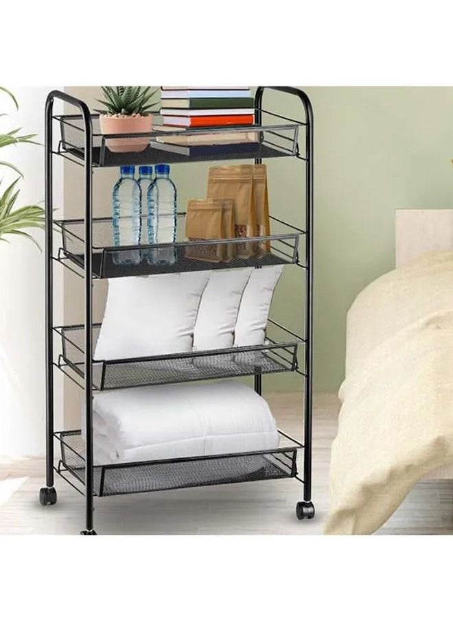 watheer 4-Tier Mesh Wire Rolling Cart  - Image 5