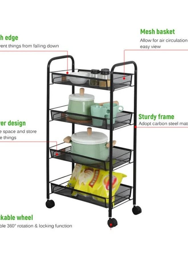 watheer 4-Tier Mesh Wire Rolling Cart  - Image 4
