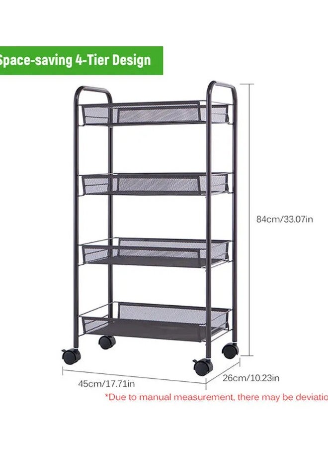 watheer 4-Tier Mesh Wire Rolling Cart  - Image 1