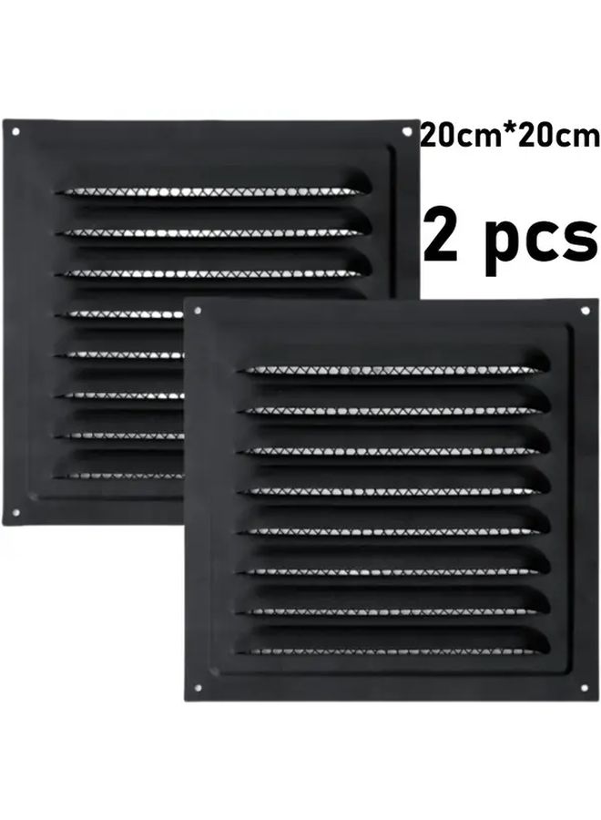 2pcs 7 87 Inch Square Ventilation Grilles With Insect Proof Mesh Metal Louver Design - Image 1