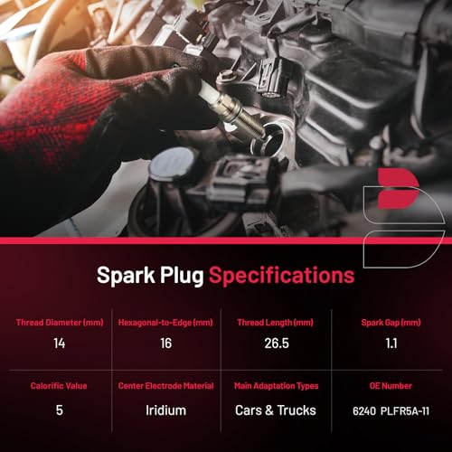 BDFHYK Iridium Spark Plugs 6240 Compatible with INFINITI 2002-2010 Q45 M45 FX45 QX56,Compatible with Nissan 2004-2006 TITAN Armada Pathfinder Armada 4.5L 5.6L V8 Replacement for PLFR5A-11 Set of 8 - Image 3