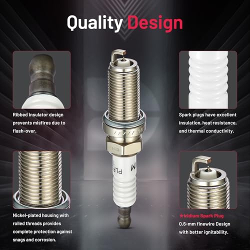 BDFHYK Iridium Spark Plugs 6240 Compatible with INFINITI 2002-2010 Q45 M45 FX45 QX56,Compatible with Nissan 2004-2006 TITAN Armada Pathfinder Armada 4.5L 5.6L V8 Replacement for PLFR5A-11 Set of 8 - Image 4