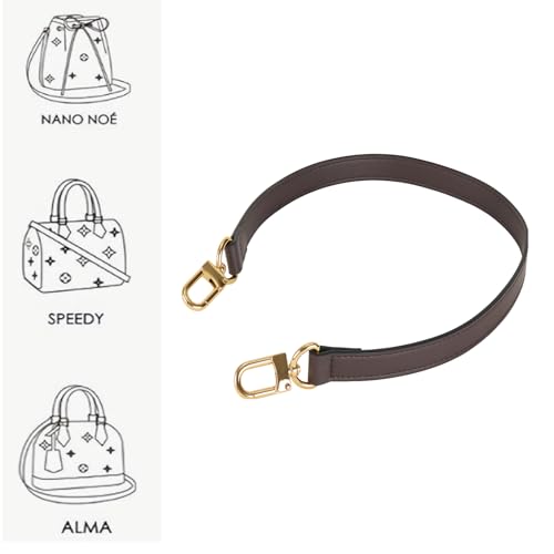 RICLVS Vachetta Leather Replacement Bags Wide Strap Shoulder Short Brown Straps for Speedy Graceful pochette Diane or Handbag (Coffee) - Image 3