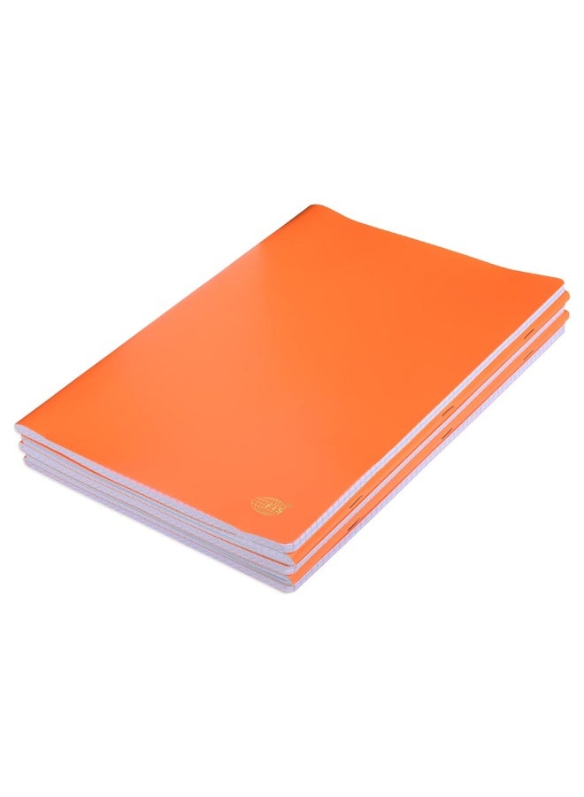 FIS Notebook, Soft Cover PP Materials, Size A4(210x297mm), 5mm Square Lines Ruling, 80 Sheets, 160 Pages, 2 Round Edges, Packet of 5 Pieces, Neon Orange Color-FSNBA45MPPNOR  - Image 1