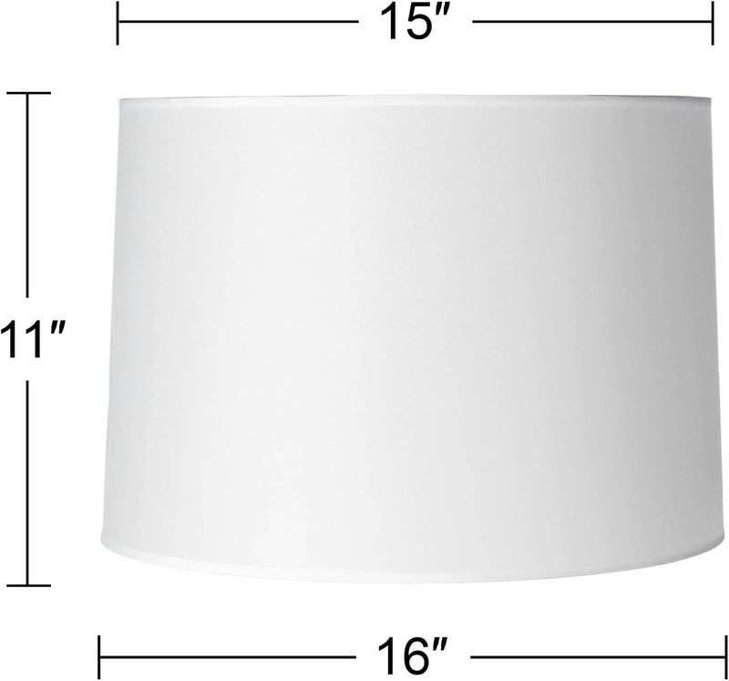 Springcrest Hardback White Large Drum Paper Lamp Shade 15" Top x 16" Bottom x 11" Slant x 11" High (Spider) Replacement with Harp and Finial - - Image 4