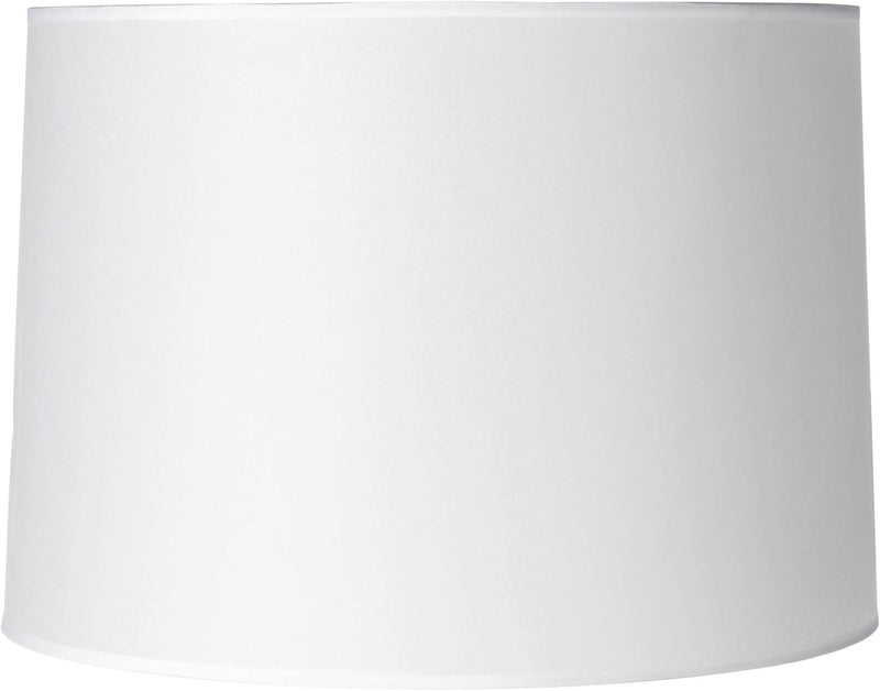 Springcrest Hardback White Large Drum Paper Lamp Shade 15" Top x 16" Bottom x 11" Slant x 11" High (Spider) Replacement with Harp and Finial - - Image 1