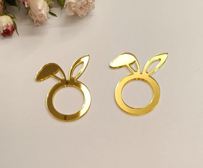 MEYA Set of 12 Easter Bunny Ears Napkin RingsRustic Table Place Serving DecorationEaster Napkin Rings for Festival Holiday Dinner Decorations Gold Mirror - Image 5