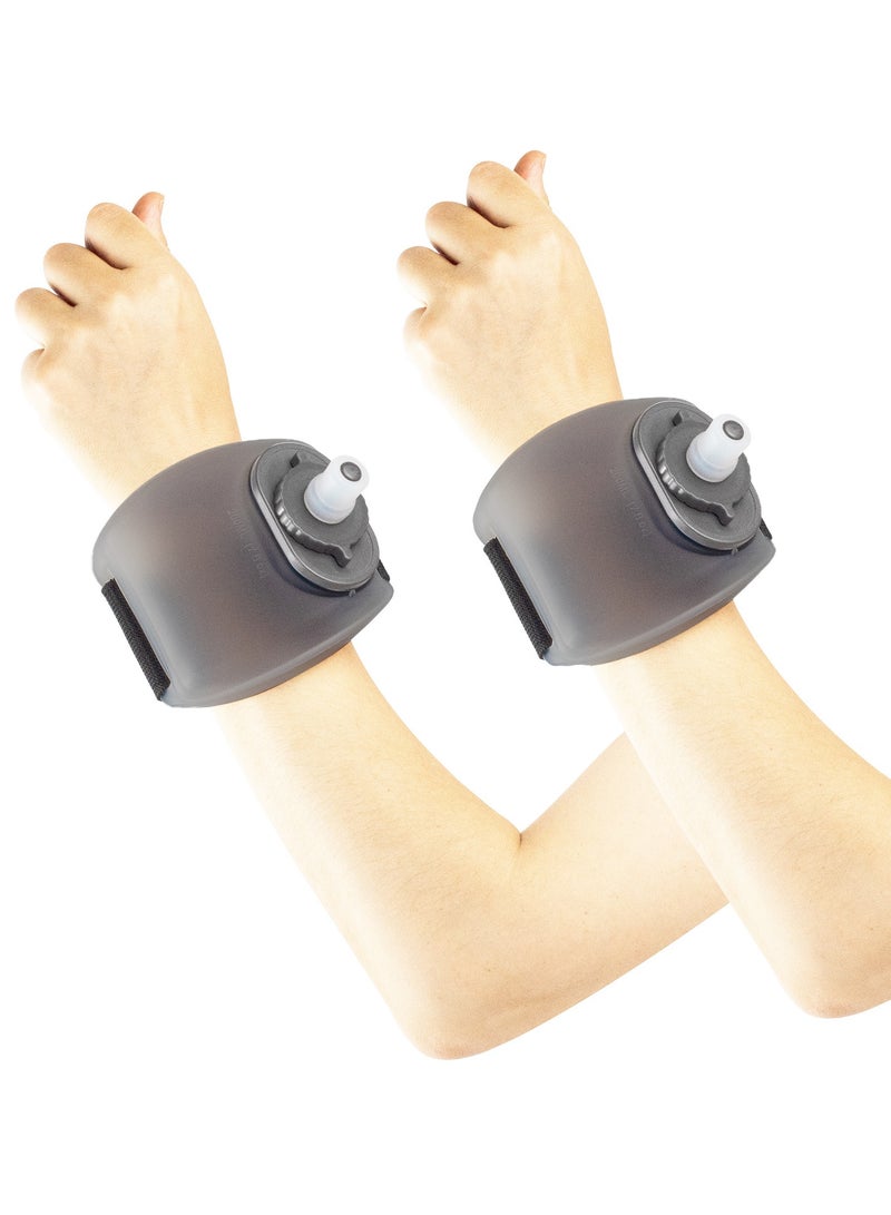 زجاجة ماء رياضية للمعصم ، زجاجة ماء جري يمكن ارتداؤها من السيليكون للجري والتمرين 200 مل عبوة من قطعتين (أسود شبه شفاف) - Image 1