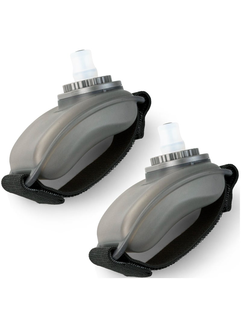 زجاجة ماء رياضية للمعصم ، زجاجة ماء جري يمكن ارتداؤها من السيليكون للجري والتمرين 200 مل عبوة من قطعتين (أسود شبه شفاف) - Image 2