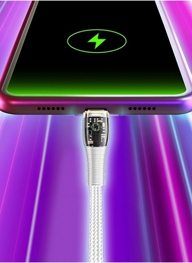 CATANES - USB Cable to Lightning Fast Charging Cable Transparent Adapter Fast Charging Cable White 1M - Image 1