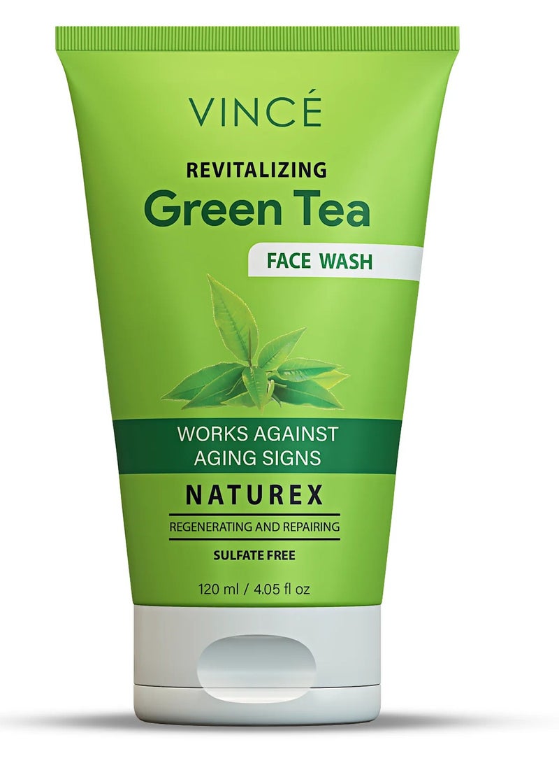 VINCE Green Tea Face Wash – Antioxidant-Rich, Deep Cleanses & Fights Signs of Aging – Reduces Oil & Acne, Brightens Skin, and Enhances Firmness for a Youthful Glow – 120ml - Image 1
